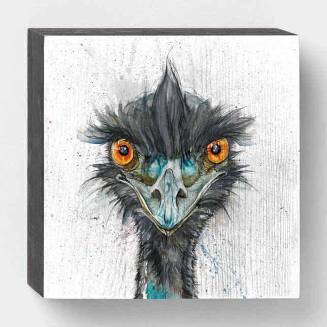 The Messy and Sophisticated Emu Watercolour Art Pr Wooden Box Sign (Front Horizontal)