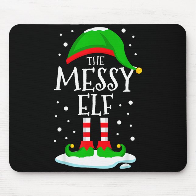 The Messy Elf Christmas Family Matching Xmas Group Mouse Pad (Front)