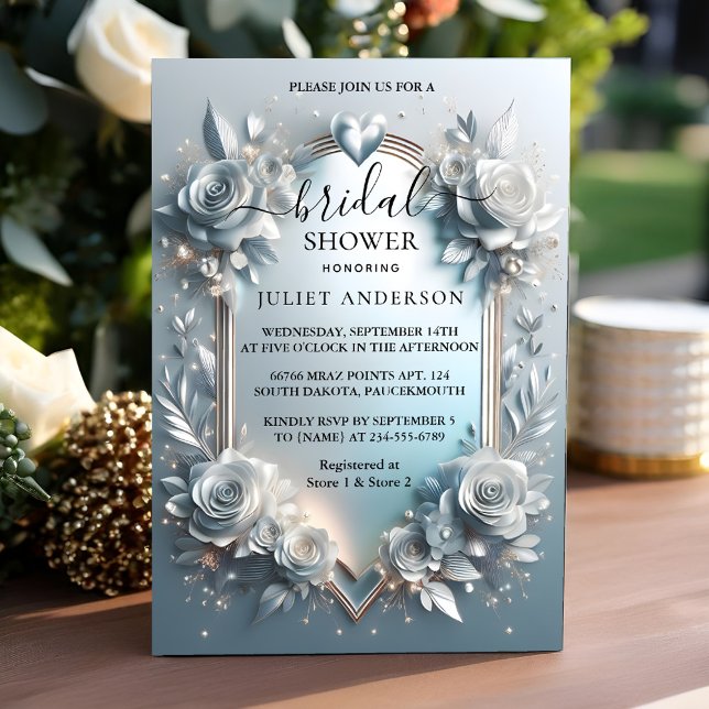 The Metal Glam Shiny High End Silver Bridal Shower Invitation (Creator Uploaded)