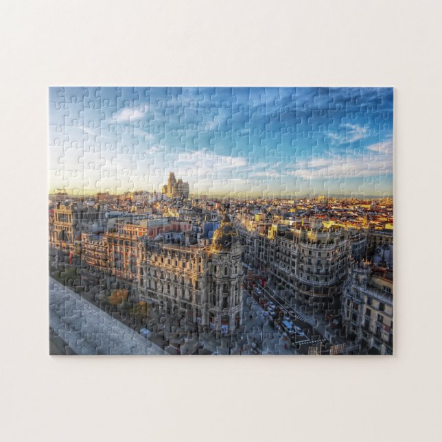 The Metropolis Building In Madrid Aerial Panorama Jigsaw Puzzle (Horizontal)