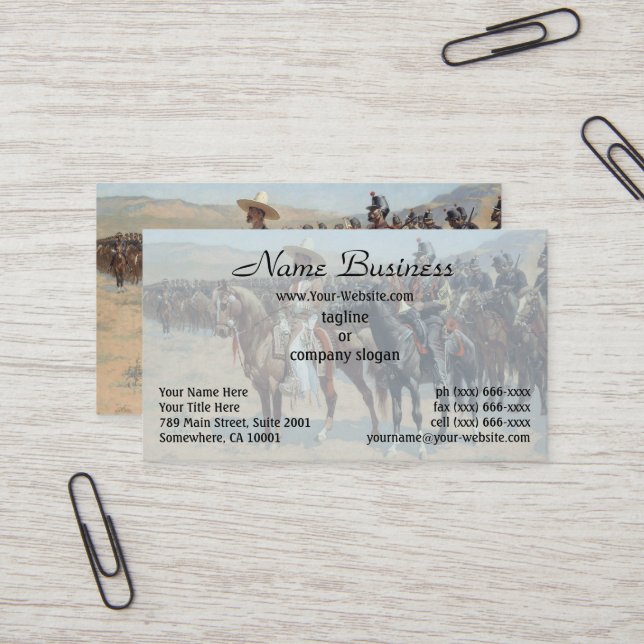 The Mexican Major by Frederic Remington Business Card (Front/Back In Situ)