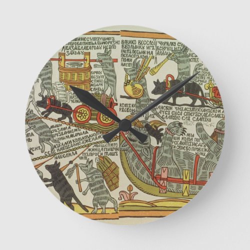 The Mice Bury the Cat Russian late 18th century Round Clock