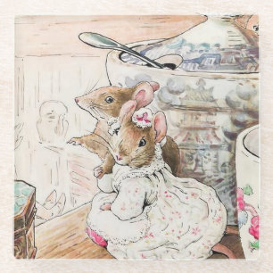 “The Mice Listened to the Tailor” by Beatrix Potte Glass Coaster