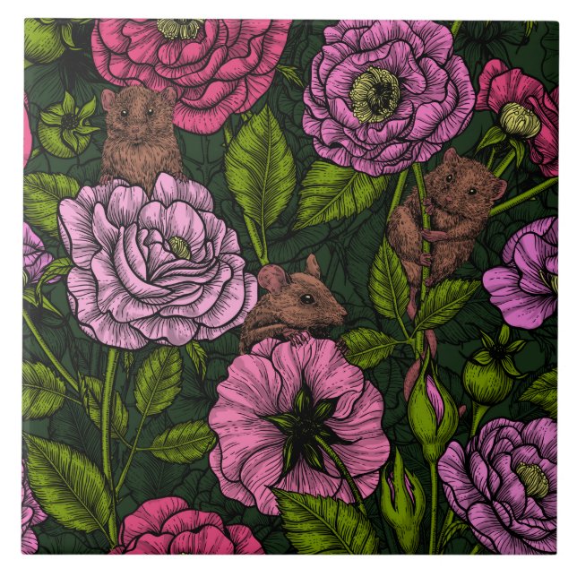 The mice party ceramic tile (Front)