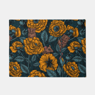 The mice party in orange and blue doormat