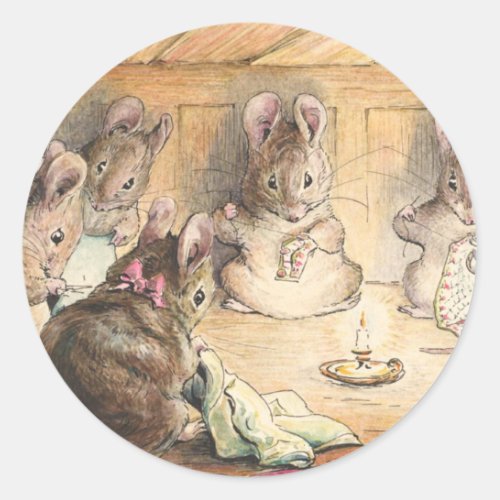The Mice Sewing Coats By Beatrix Potter Classic Round Sticker