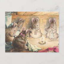 Sandwich Mouse in Green Coat with Cup Modern Postcard Beatrix Potter 
