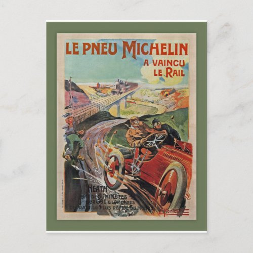 The Michelin Tires   Defeated The Rail 1905 Postcard