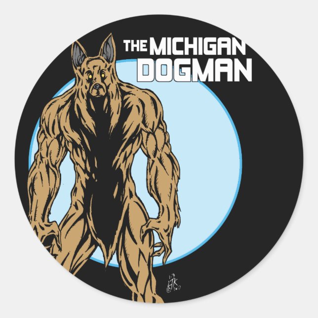 The Michigan Dogman Classic Round Sticker (Front)