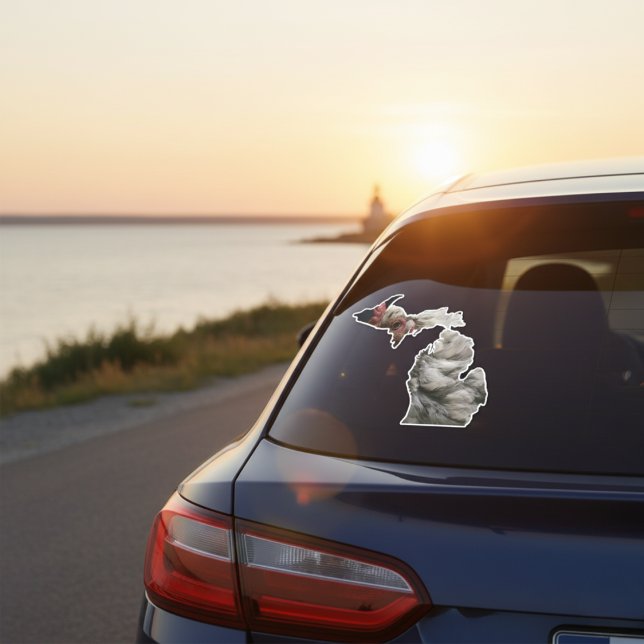 The "Michigan Pecking Order" Mitten Sticker (Feathered, fierce, and Michigan-made.)