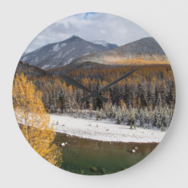 The Middle Fork Of The Flathead River Large Clock (Front)