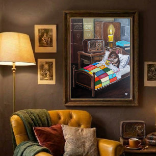 The Midnight Broadcast Painting by Alfred Fox Poster