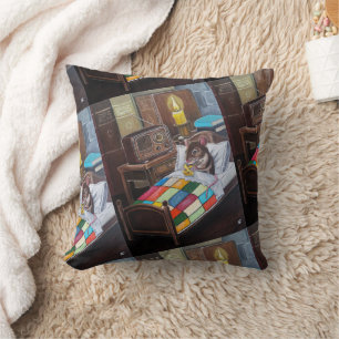 The Midnight Broadcast Painting by Alfred Fox Throw Pillow