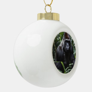 The Midnight Gorilla King: Monarch of the Forest Ceramic Ball Christmas Ornament