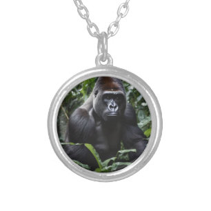 The Midnight Gorilla King: Monarch of the Forest Silver Plated Necklace