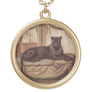 The Midnight Guardian: Fierce Black Panther Gold Plated Necklace