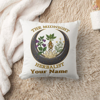 The Midnight Herbalist Moon Botanical Throw Pillow