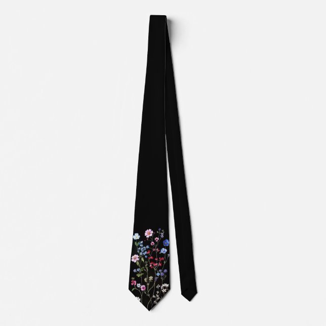 The "Midnight Meadow" Botanical Necktie (Front)