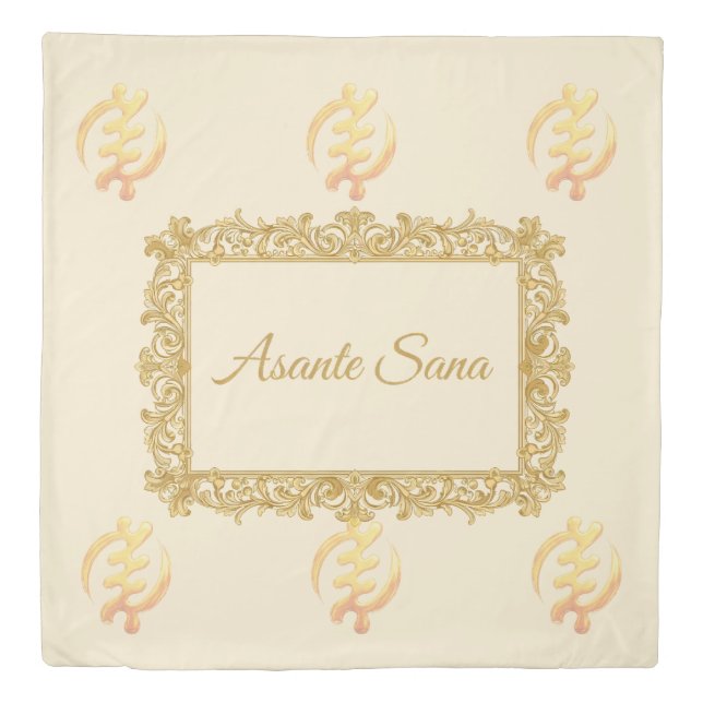 "The Midnight Muse" Asante Sana Gold Adinkra Herit Duvet Cover (Front)