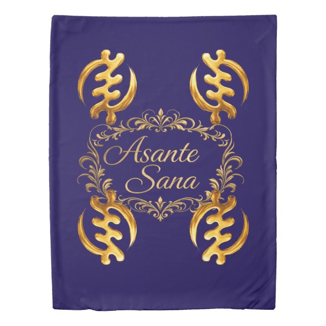 "The Midnight Muse" Asante Sana Gold Adinkra Herit Duvet Cover (Front)