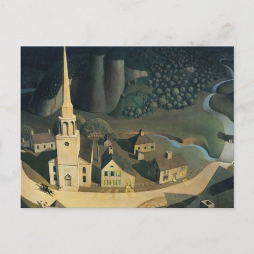 The Midnight Ride Of Paul Revere By Grant Wood Postcard