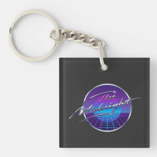 The Midnight Synthwave Retro Grid Logo T-Shirt Keychain