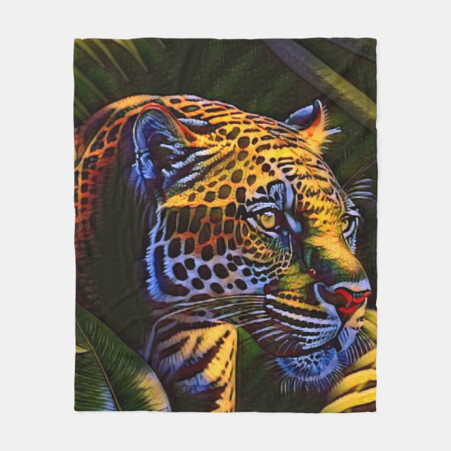 The Mighty Jaguar A Jungle Predator Fleece Blanket (Front)