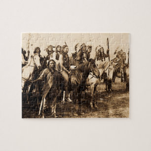 The Mighty Sioux Vintage Native American Warriors Jigsaw Puzzle