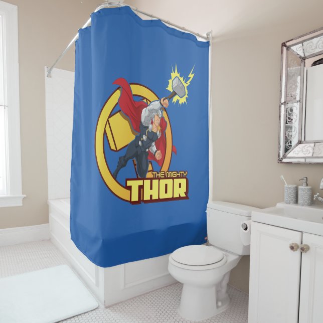 The Mighty Thor Character Graphic Shower Curtain (In Situ)
