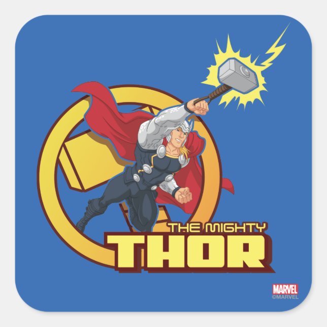 The Mighty Thor Character Graphic Square Sticker (Front)