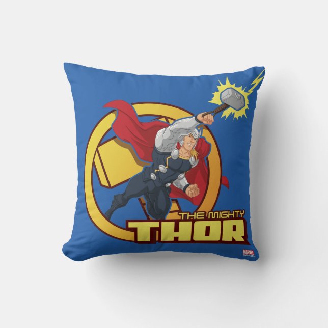 The Mighty Thor Character Graphic Throw Pillow (Front)
