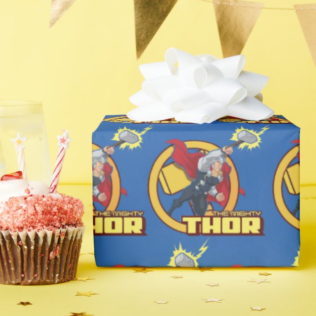 The Mighty Thor Character Graphic Wrapping Paper (Birthday Party)