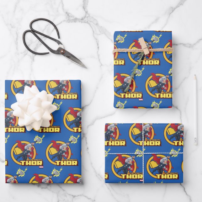 The Mighty Thor Character Graphic Wrapping Paper Sheets (Front)