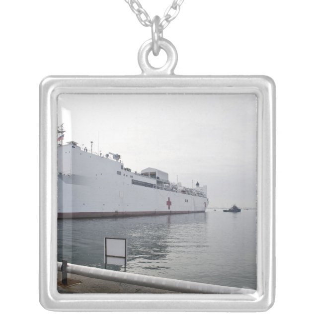 The Military Sealift Command hospital ship Silver Plated Necklace (Front)