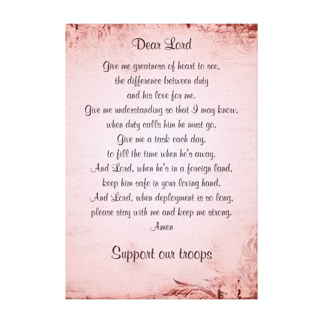 The military wife's prayer canvas print (Front)