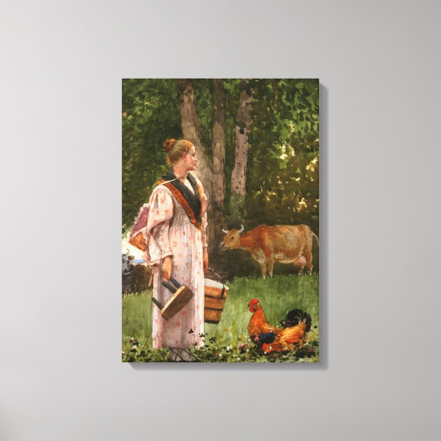 The Milk Maid (by Winslow Homer) Canvas Print (Front)