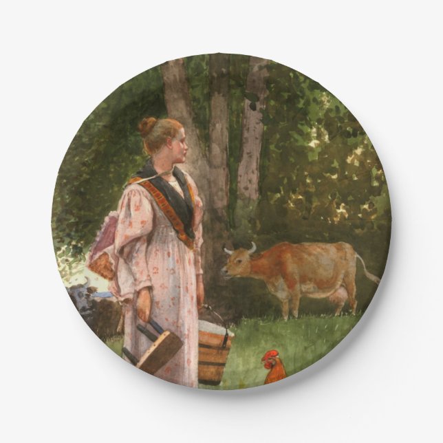 The Milk Maid (Rural Farm Animals) Paper Plates (Front)