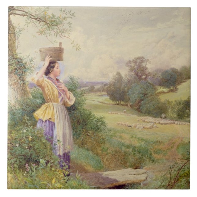The Milkmaid, 1860 Ceramic Tile (Front)
