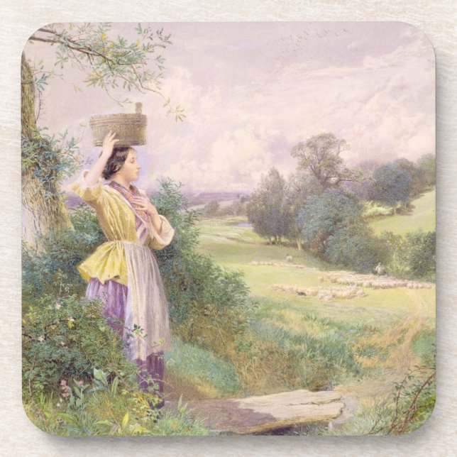 The Milkmaid, 1860 (w/c on paper) Beverage Coaster (Front)