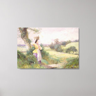 The Milkmaid, 1860 (w/c on paper) Canvas Print