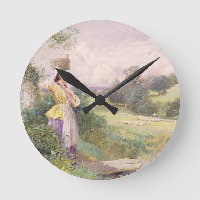 The Milkmaid, 1860 (w/c on paper) Round Clock (Front)