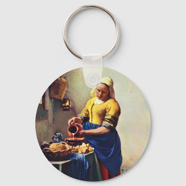 The Milkmaid [1]. By Johannes Vermeer Keychain (Front)