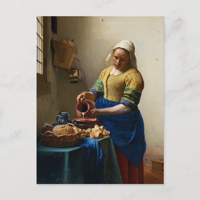 The Milkmaid by Johannes Vermeer Holiday Postcard (Front)