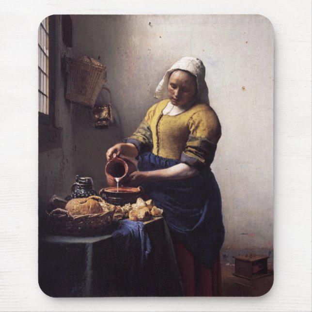 The Milkmaid by Johannes Vermeer Mouse Pad (Front)