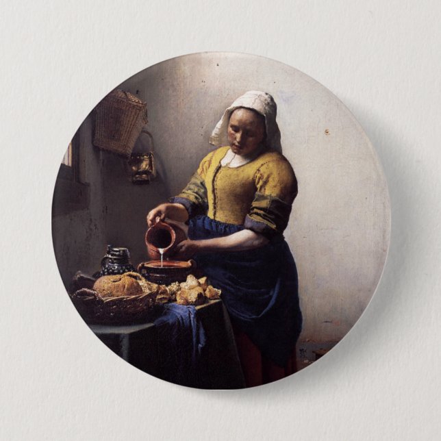 The Milkmaid by Johannes Vermeer Pinback Button (Front)