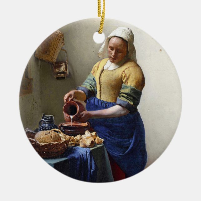 The Milkmaid, c.1658-60 (oil on canvas) Ceramic Ornament (Front)