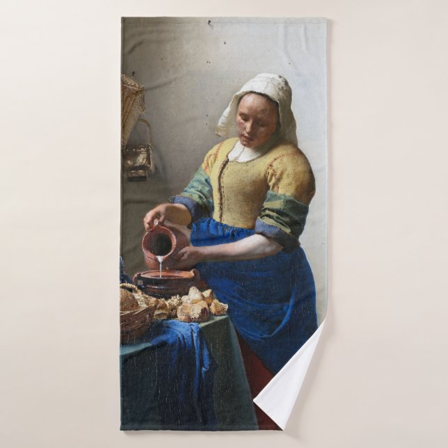 The Milkmaid, Johannes Vermeer, 1657-1658 Bath Towel (Bath Towel)