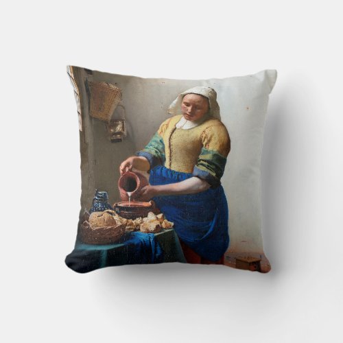 The Milkmaid Johannes Vermeer 1657_1658 Throw Pillow