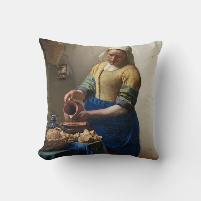 The Milkmaid Throw Pillow (Front)