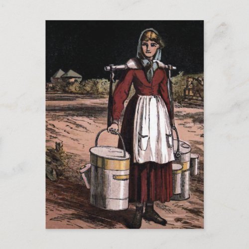 The Milkmaid Vintage Illustration Postcard